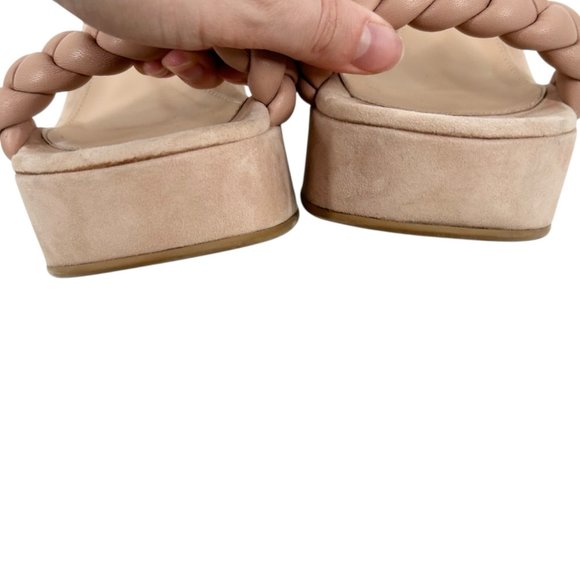 Gianvito Rossi Blush Braided Strap Suede Leather Platform Heel Sandals - Picture 6 of 14
